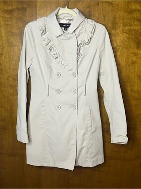 Blanc Noir Ruffle Trench Coat Jacket – Women’s Small